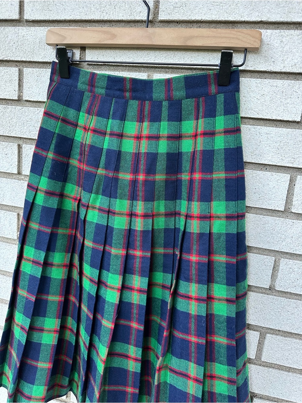 Herman Geist Vintage Tartan Plaid Pleated Button Front Midi Skirt XS 0 2 Preppy - Picture 4 of 6